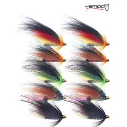 Vampfly 10 PCS Latão Conehead Tubo Juction Streamer Pesca Moscas Conjunto Para Truta Salmão 240312