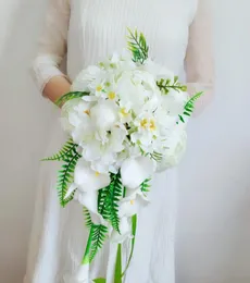 Fiori nuziali 2024 Bouquet a cascata per la sposa Ramo De Boda Novia Calla Lilies con pony bianco Complementi