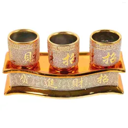 Wine Glasses Glass Sands Water Supply Cup Porcelain Sacrifice Alluvial Gold Offering Altar Container