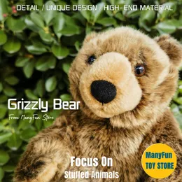 Grizzly Bear Plush Toy Brown Plushie Peluche Lifelike Stuffed Animals Simulation Doll Kawai 240321