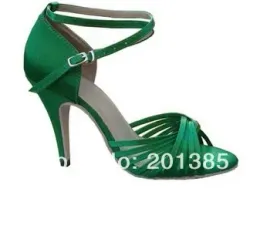 أحذية جديدة للنساء الأخضر الساتان عبر الأشرطة قاعة الرقص اللاتيني أحذية بالجملة سالسا رقص أحذية كل الحجم
