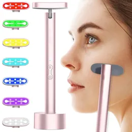 7Colors LED Red Light Therapy för Eye Face och Neck LED Ansiktsbehandling Terapi Enhet Uppladdningsbar hudvårdsverktyg Ansiktsmassage Beauty Wand