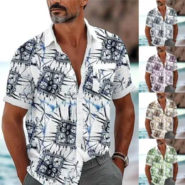 メンズカジュアルシャツバケーションハワイ3Dプリントシャツ夏の半袖ブラウス刺繍男性Tユニセックスジャンプスーツメンズ