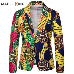 Etnisk stil Multicolor Printed Blazers för män Afrikanska kläder Linne Elegant Ternos Social Masculino Mens Puits Jackor 240313