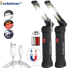 Ficklampor facklor 15000 lm ultra ljust arbetsljus cob led magnet 5 lägen USB laddningsbar fackla lampvattentät campingbil R3439067