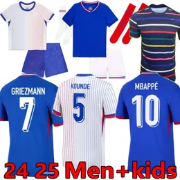 24 25 S-4XL MBAPPE GRIEZMANN 축구 유로이 유로 컵 프랑스 칸테 포그 바 Zidane Giroud Benzema Matuidi Kimpembe Varane Pavaro Maillot De Football Shirt 남자 키트 세트