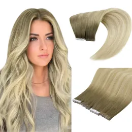 Extensions Moresoo Virgin Tape in Hair Extensions 10PCS 25G 100% Echthaar 12 Monate Hochwertiges Virgin Hair Brasilianisches Tape in Hair