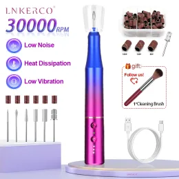 Exercícios Lnkerco 30000rpm Brill Drill Drill Gradient Color Lanner de unhas elétricas para moagem de moagem de manicure