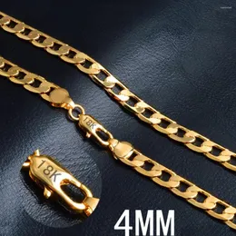 Kedjor 20 tum18k guldpläterad 4mm i sidled halsband för kvinnor man bröllop smycken