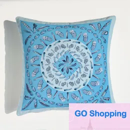 Quaitly European Style Light Luxury Velvet Light Blue Series Duplex Printing Pillow Cushion Soffa Back Cushion Model Room Decoration LUMBAR Support Kuddar