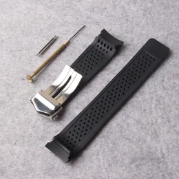New Watchband Strap 22 مم نشر الفولاذ المقاوم للصدأ النشر الأسود غوص الثقوب المطاطية السيليكون حزام فرقة الساعات لترس S3 استبدال 201z