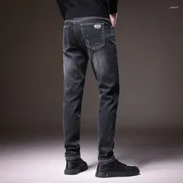 Мужские джинсы, брюки, укороченные обтягивающие брюки для мужчин, эластичные эластичные мужские ковбойские брюки, узкая рабочая одежда, облегающие джинсы, осень 2024, корейский