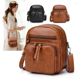 Shoulder Bags Soft PU Leather Vintage Women Crossbody Large Capacity Bag Womens Fashion Multilayer Pocket Purses