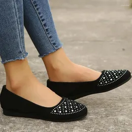 Casual Shoes 2024 Loafers Women Summer Bling Light Flat för grunt SILP på kvinnokontorets arbete plus storlek 43