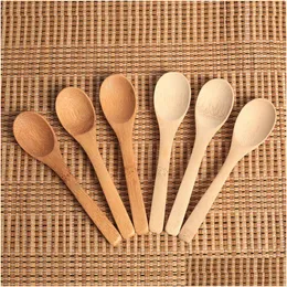 Kaba 12.8cm/5inch Ahşap Kaşık Ekofili Dostu Sofra Bambu Kepçe Kahve Bal Çayı Çorba Teaspoon Karıştırıcı Pişirme Assanı Aracı JY02 DHRKV