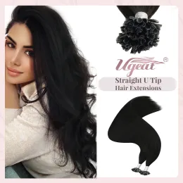 Extensions Ugeat U Tip Hair Extensions 1424" Nail Tip Human Hair 100% Natural Hair Pre Bonded Hair Extensions 50g/100g Keratin Tip Hair