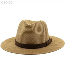 Szerokie brzegowe czapki wiadra proste rodzice i dzieci Panama Hat Women Beach Hat Women Women Grzech Słomka męska Summer Sun Hat Fedora Hat 54cm 56-58cm 59-61cm 24323