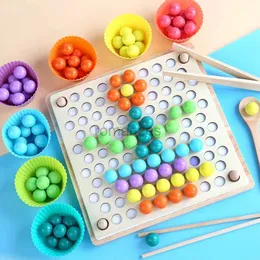 Sorting Nesting Stacking toys DIY elimination bead clip fine motor training board game wooden Montessori color classification stacking educational 24323