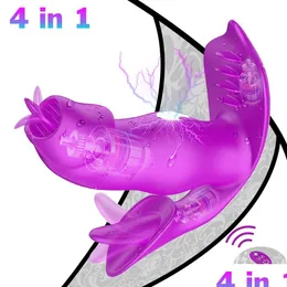 Andere Massageartikel Mas 4 in 1 Elektroschock G-Punkt Vagina Stimator ADT Produkte Oral Zunge lecken Dildo Vibrator Erotikspielzeug für DH9AB