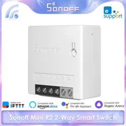 التحكم في Sonoff Mini R2 2Way Smart Switch Smart Home DIY WiFi Switch ، عبر Awelink App/ Voice Remote Control ، اعمل مع Alexa Google Home