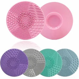 Borstrengörare Makeup Brush Cleaning Pad New Accory Beauty W Brush Scrubber Board Silice Round Cosmetic Cleaning Tools O5U1#