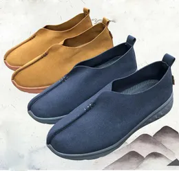 Casual skor hög kvalitet mjuk botten bekväm fiber buddha zen låg meditation lohan/arhat shaolin munk sneakers grå/gul