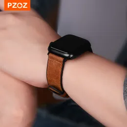 Accessories PZOZ Leather+TPU Strap Bands For Watch 8 7 4 5 6 SE SE2 Watch Strap For Appl Watch Series 6 7 8 SE SE2 Leather Link Watch Band