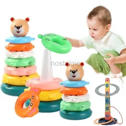 Classificando brinquedos de ninho de ninho empilhados no círculo de ninhos montessori bloqueio sensor para bebês educação arco -íris arco -lança 24323