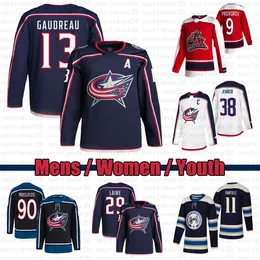 13 Johnny Gaudreau Reverse Retro columbus camisa de hóquei 38 Boone Jenner 8 Zach Werenski 86 Kirill Marchenko Adam Boqvist jaquetas azuis Adam Fantilli camisas juventude