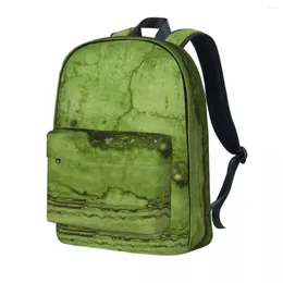 Backpack Green Abstract Moss Granite Marble Travel Backpacks Female Pretty School Bags Design Soft Rucksack