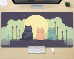 Kuddar CottageCore Söt skrivbordsmatta minimal katt Kawaii Desktmat XXL Kitten Mouse Pad 900x400 Gaming Eesthetic Mousepad Green Laptop Deskpad