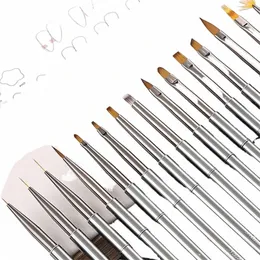 Haste de metal Japonês Nail Pen Tool Set Cor Desenho Linhas Escova Nail Art DIY Carving Pintura Design Pen Polonês Gel Puxar Maquiagem k4gW #