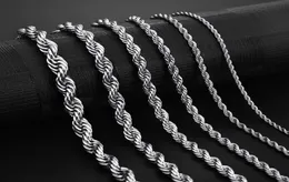 Colar de corrente de corda de aço inoxidável 25mm nunca desbota à prova d'água gargantilha colares homens mulheres hip hop joias 316l prata chain1213699