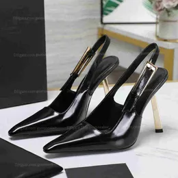 scarpe firmate scarpe formali sandali tacchi alti da donna 10,5 cm nuova fibbia in pelle brevettata tacco esposto festa di lusso piccola testa quadrata scarpe eleganti sottili con tacco alto