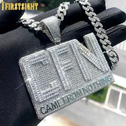 Iced Out Bling CZ Letter CFN Pendant Necklace Silver Color Full 5A Zircon Came From Nothing Charm Men Fashion Hiphop Jewelry 240313