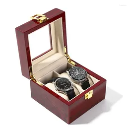 시계 상자 Watches Men Glass Top Jewelry Organizer 용 Wooden Box Holder