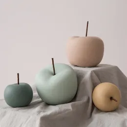Skulpturer matt keramiska äpple figurer söta handgjorda fruktstatyer dekorativ samlarobjekt bordsskiva oranament nordisk hemmakontor dekor