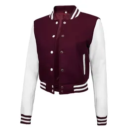 Decrum Cropped Varsity Jacket Women -Baseball Style Highschool Womens Letterman Troc Bomberジャケット