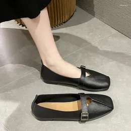 Casual Shoes Flat Women Square Head Buckle Slip-On Pumpar 2024 Soft-Soled Cozy Loafers Fashion Plus Size Ballet Flats