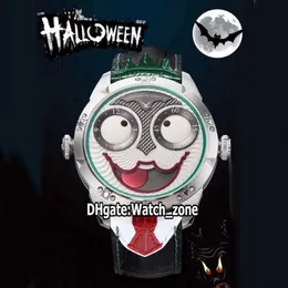 TWF V3S Konstantin Chaykin Moon Phase Joker Vampire Halloween Dial NH35A Automatic Mens Watch Green Inner Red Steel Scarf Leather 203I