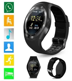 Y1 Smart Watchs för Android Smartwatch Samsung mobiltelefonklocka Bluetooth för Apple iPhone med detaljhandelspaket Smart Devices26395394210