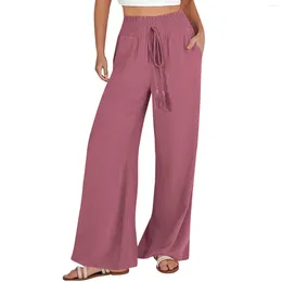 Calças femininas casuais cintura alta solta praia mulher calças largas perna roupas femininas pantalones mujer senhoras bottom jogger