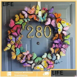 장식용 꽃 화환 홈 장식 패션 아트 화환 Beautif Colorf Door Ornament Manging Butterfly Handmade Drop Delivery GA OTM5V