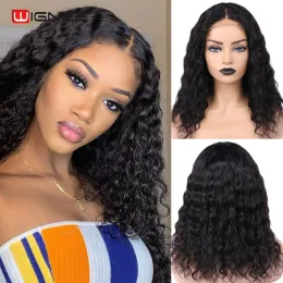 Парики Wigs Wignee 4x4 закрытие кружевного парика Wig Water Wave Human Hairs для чернокожих женщин
