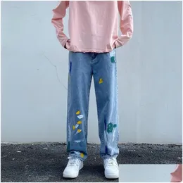 Mens Jeans Hip Hop Oversized Cargo Casual Harajuku Trend Desigenr Joggers Retro Baggy Denim Drop Delivery Apparel Clothing Otwdx