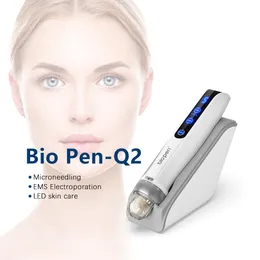 Bio Pen Q2 Microneedling Auto Mts Electroporation LED Blue Red Light Therapy Bio Pen Beauty Machine For Hair Growth Skin Care Ta bort rynkor