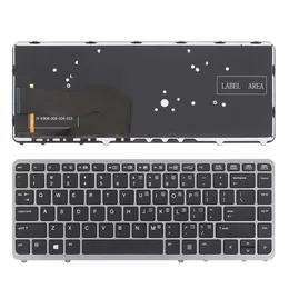 Nowa klawiatura zastępcza dla HP Elitebook 840 G1 850 G1 840 G2 850 G2 laptop szary klawisz ramy czarny z podświetleniem bez wskaźnika