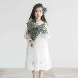 Vestidos da menina primavera vestido de renda branca da criança adolescente criança roupas 2024 festa aniversário manga longa crianças para meninas princesa jw3402