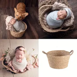 مولود Pography Props pography accessori سلة طبيعية منسوجة يدويًا Fotografia Infantil Baby Milestone Po Shoot 240322