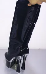 Dans ayakkabıları Yüksek kaliteli kare kök yuvarlak baş topuklar 18 cm moda özelleştirilebilir model aşama performans ayak bileği